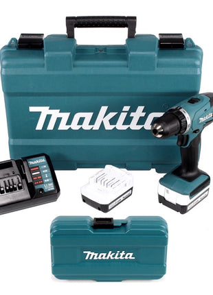 Makita DF 347 DWE 14.4V Li-ion Akku Bohrschrauber im Transportkoffer mit 2 x 1,5 Ah Akku, Ladegerät und 17 tlg. Bit & Bohrer Set - Toolbrothers