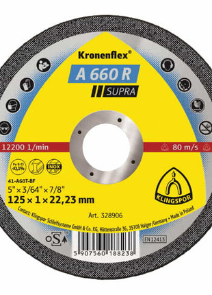 Disco de corte KLINGSPOR A 660 R Supra D125x1mm recto (4000843412)