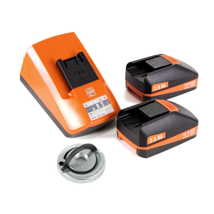 FEIN CCG 18-125 BLPD C Akku Winkelschleifer 125 mm im Koffer + 2 x 2,5 Ah Akku + Universal Schnellladegerät + M14 Schnellspannmutter Fixtec - Toolbrothers