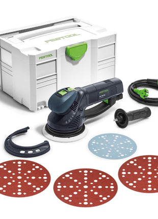 Festool RO 150 FEQ-Plus ROTEX Getriebe Exzenterschleifer 720W 5mm Hub ( 571805 ) im Systainer + 150x Rubin Schleifscheiben - Toolbrothers