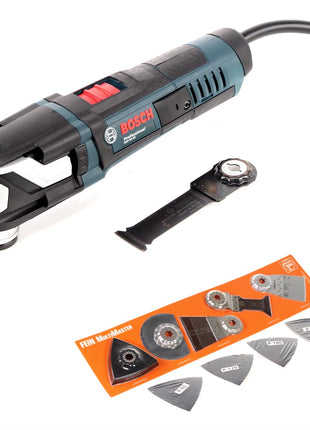 Bosch GOP 55-36 Professional Multi Cutter Multifunktionswerkzeug 550 W Starlock Max + Curved-Tec Wood + Metall Sägeblatt + Fein Zubehör-Set 17-tlg. - Toolbrothers