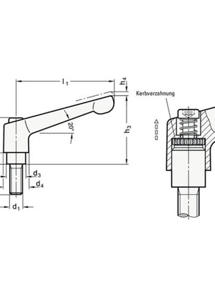 GANTER Levier de serrage réglable GN 300 D. 1 M 12 mm ( 4601000488 )