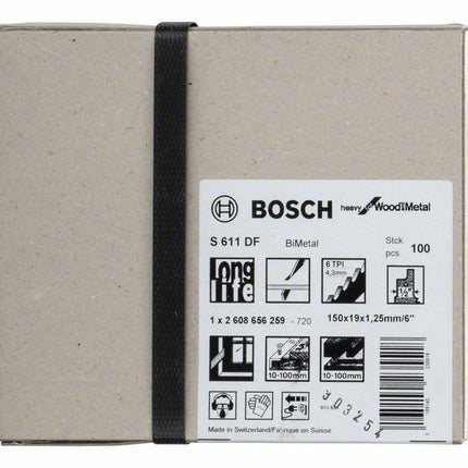 BOSCH Lame de scie sabre S 611 DF S 611 DF Longueur 150 mm Largeur 19 mm ( 8000343747 )