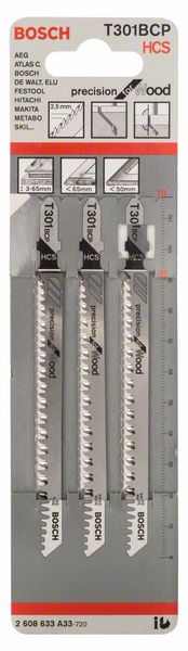 BOSCH Stichsägeblatt T 301 BCP Precision for Wood L.117mm Zahnteilung 2,5mm ( 8000346017 )