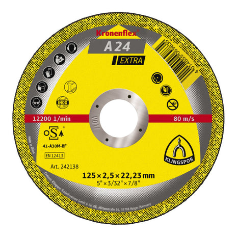 Disco de corte KLINGSPOR A 24 Extra D125xB2.5mm diámetro 22.23mm (8000353729)