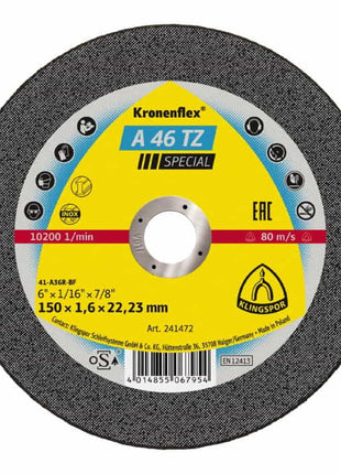 Disco de corte KLINGSPOR A 46 TZ Especial D150x1,6mm recto (8000353743)