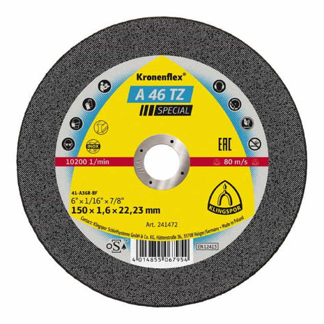 Disco da taglio KLINGSPOR A 46 TZ Special D150x1,6mm diritto ( 8000353743 )