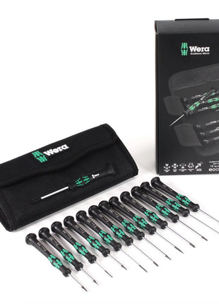 Wera Kraftform Micro Elektroniker Schraubendreherset 12 tlg. in Falttasche zur Gürtelbefestigung ( 05073675001 ) - Toolbrothers