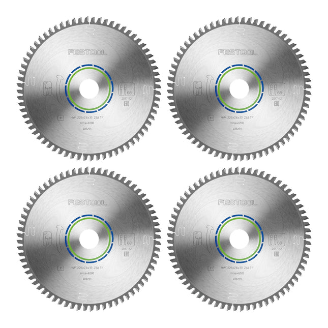 Festool HW 225x2,6x30 TF68 Lame de scie circulaire Aluminium / Plastiques 4 pces ( 4x 488291 ) 225 x 2,6 x 30 mm 68 dents pour aluminium, métaux non ferreux, plastiques, PVC