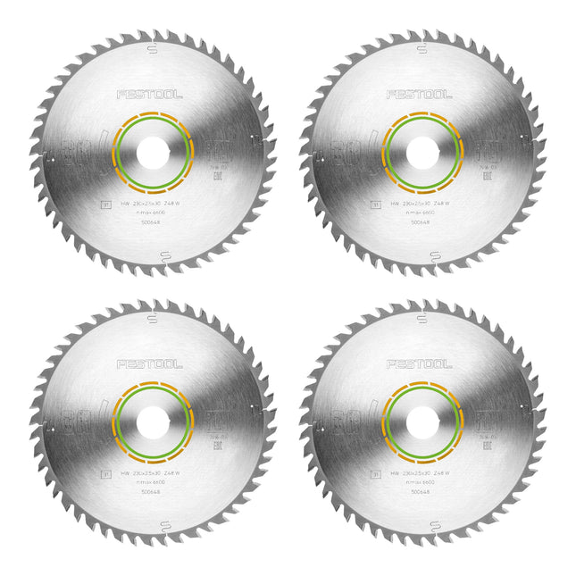 Festool HW 230x2,5x30 W48 Lame de scie circulaire WOOD FINE CUT 4 pces ( 4x 500648 ) 230 x 2,5 x 30 mm 48 dents pour bois massif, panneaux revêtus, panneaux plaqués