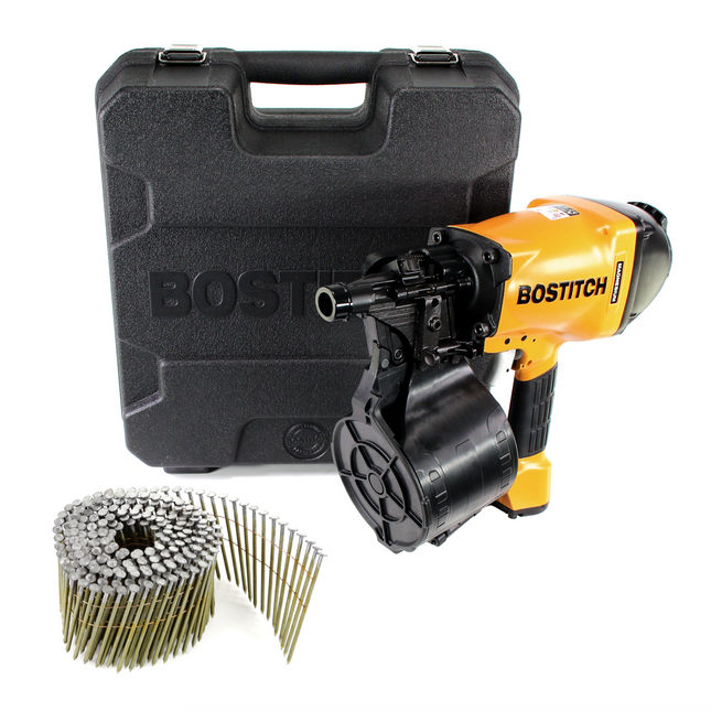 Bostitch N89C-2K-E Coilnagler N89C ST Druckluftnagler 90mm max im Transportkoffer + 6000 St. Bostitch Coilnägel Ringschaft Blank 2,80 x 80mm - Toolbrothers