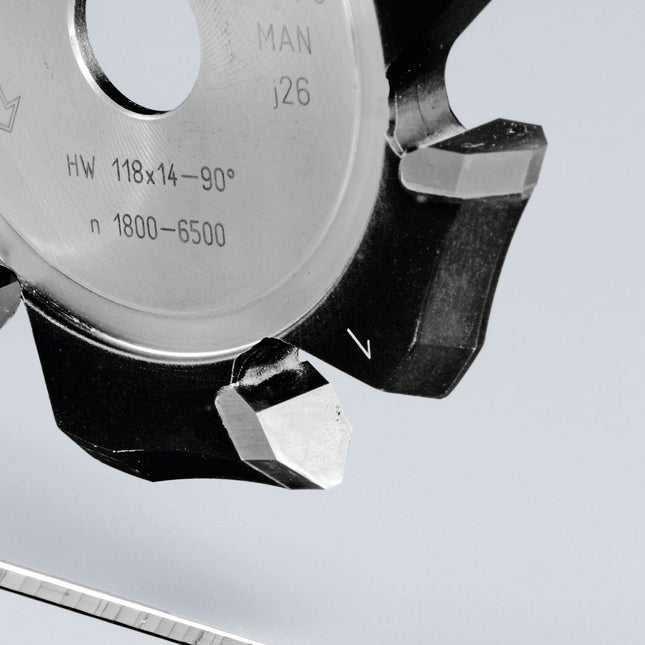 Fraise à rainure en V Festool HW 118x14-90°/aluminium (491470) pour fraiseuse à panneaux PF 1200