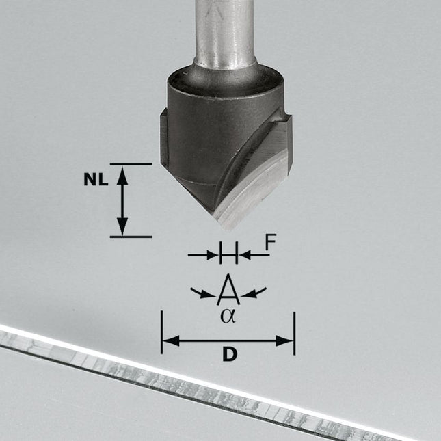 Fraise à rainure en V Festool HW S8 D18-90°/Alu (491444) pour défonceuse