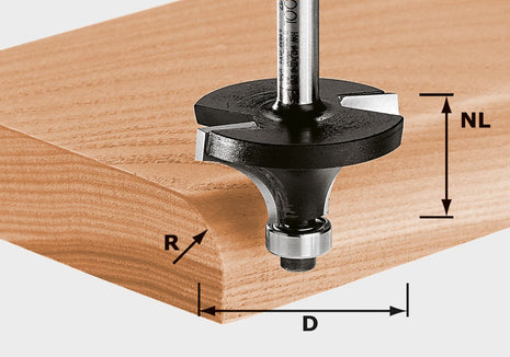 Festool HW S8 D19.1/R3 KL fresa para redondear (491010) para OF 900, OF 1000, OF 1010, OF 1010 R, OF 1400, OF 2000, OF 2200