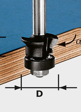 Fraise affleurante à chanfrein Festool HW S8 D24/0° +45° (491026) pour OF 900, OF 1000, OF 1010, OF 1010 R, OF 1400, OF 2000, OF 2200