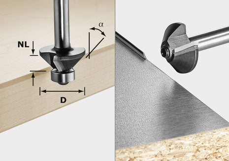 Fraise à chanfreiner Festool S8 HW 30° D25-KL OFK (499800) pour OF 1010, OF 1010 R, OFK 700, MFK 700