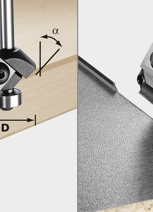 Festool S8 HW 45° D27 12x12 KL plaquettes de fraise à chanfrein (499807) pour OF 1010, OF 1010 R, OFK 700, MFK 700