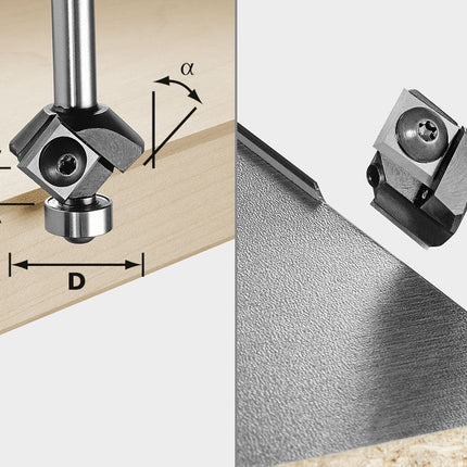 Festool S8 HW 45° D27 12x12 KL plaquettes de fraise à chanfrein (499807) pour OF 1010, OF 1010 R, OFK 700, MFK 700