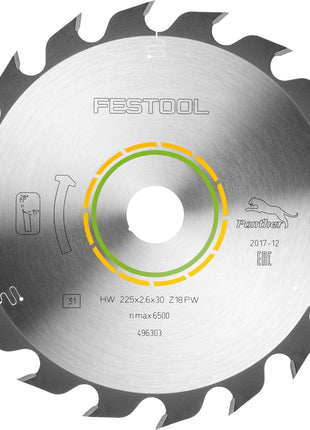 Hoja de sierra circular Festool HW 225x2,6x30 PW18 WOOD RIP CUT (496303) para CS 70