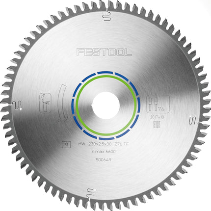 Lame de scie circulaire Festool HW 230x2,5x30 TF76 ALUMINIUM/PLASTIQUES (500649) pour HK 85
