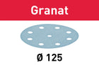 Festool STF D125/8 P100 GR/100 disque abrasif grenat (497168) pour RO 125, ES 125, ETS 125, ETSC 125, ES-ETS 125, ES-ETSC 125, ETS EC 125, LEX 125