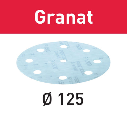 Festool STF D125/8 P1200 GR/50 disque abrasif grenat (497181) pour RO 125, ES 125, ETS 125, ETSC 125, ES-ETS 125, ES-ETSC 125, ETS EC 125, LEX 125