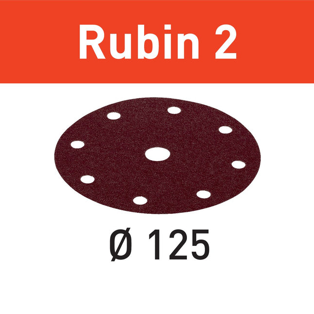 Festool STF D125/8 P150 RU2/50 disque abrasif Ruby 2 (499098) pour RO 125, ES 125, ETS 125, ETSC 125, ES-ETS 125, ES-ETSC 125, ETS EC 125, LEX 125