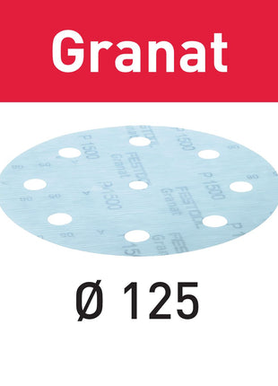 Festool STF D125/8 P1500 GR/50 disque abrasif grenat (497182) pour RO 125, ES 125, ETS 125, ETSC 125, ES-ETS 125, ES-ETSC 125, ETS EC 125, LEX 125