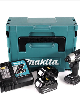 Makita DTD 155 RTJB Akku Schlagschrauber 18 V Brushless Sonderausgabe schwarz im MAKPAC + 2x BL1850 5,0 Ah Akku + 1x DC 18 RC Ladegerät - Toolbrothers