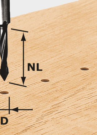 Festool HW S8 D5/30 broca pasante (491064) para OF 900, OF 1000, OF 1010, OF 1010 R, OF 1400, OF 2000, OF 2200
