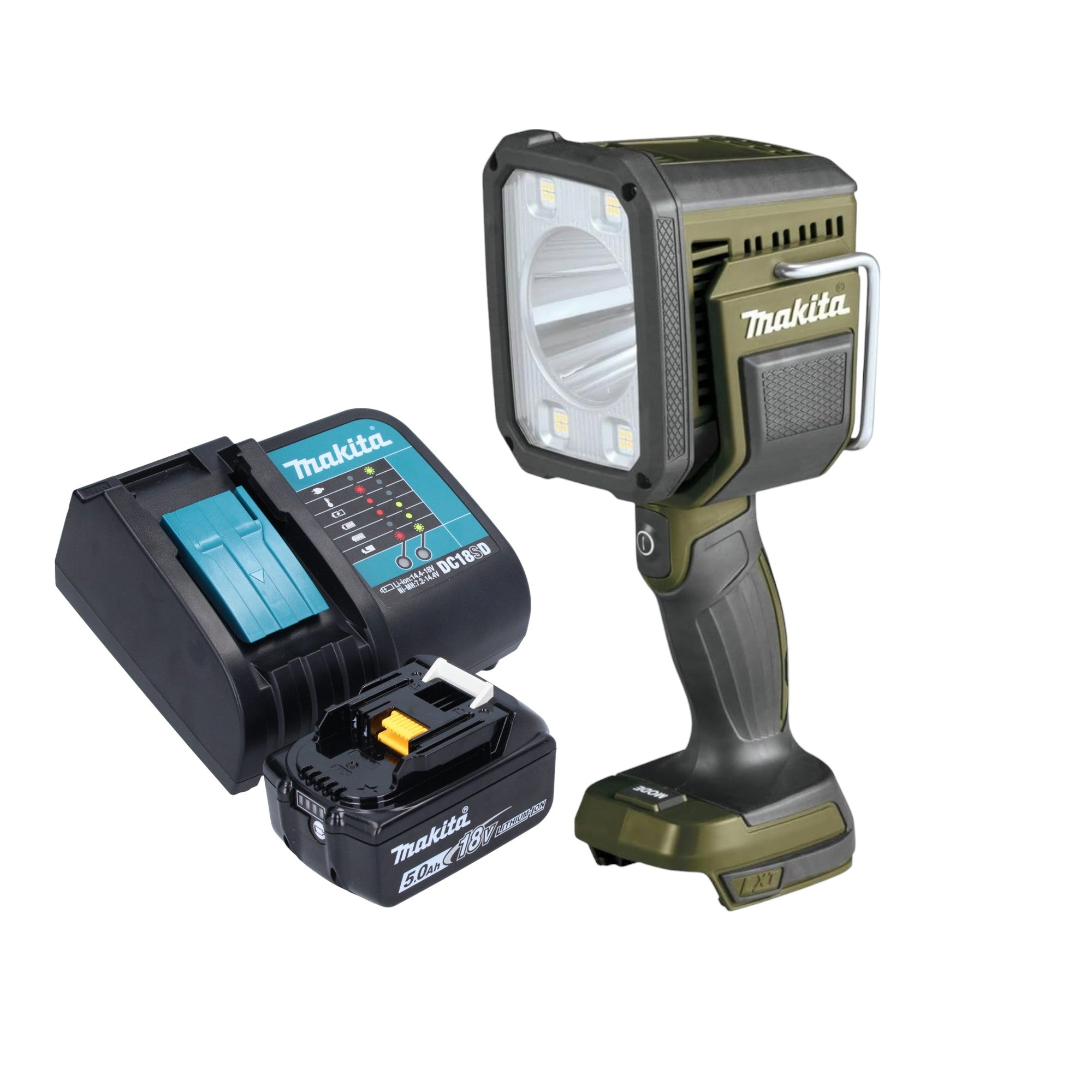 Makita DML 812 ST1 Akku Handstrahler 18 V 1250 lm LED Olive Gruen Outdoor Adventure Sonderedition 1x Akku 5 0 Ah Ladegeraet 0 - toolbrothers