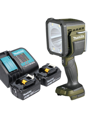 Makita DML 812 SG Akku Handstrahler 18 V 1250 lm LED Olive Grün Outdoor Adventure Sonderedition + 2x Akku 6,0 Ah + Ladegerät