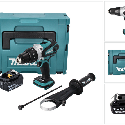 Makita DHP 458 M1J Perceuse-visseuse à percussion sans fil 18 V 91 Nm + 1x batterie 4,0 Ah + Makpac - sans chargeur
