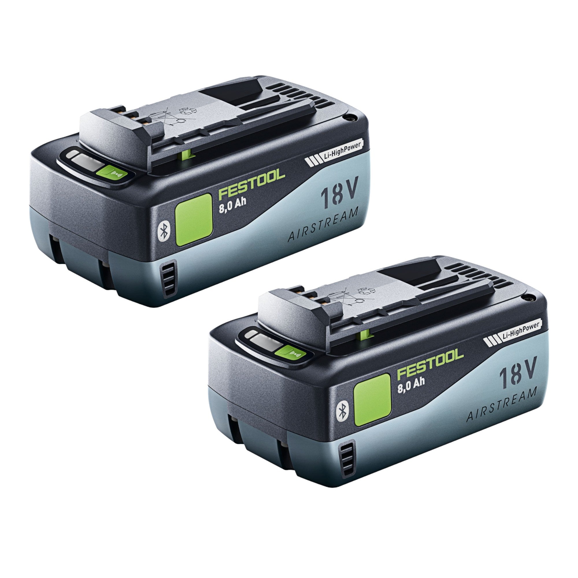 Festool Akku Set 2x BP 18 Li 8 0 HP ASI Akku 18 V 8 0 Ah 2x 577323 8000 mAh Li ion mit Ladestandanzeige 1 - toolbrothers