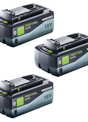 Festool kit batterie 3x BP 18 Li 8,0 HP-ASI Batterie 18 V 8,0 Ah ( 3x 577323 ) 8000 mAh Li-ion avec indicateur de charge