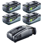 Festool 18V 4x8,0/SCA16 Energy Set 4x batterie 18 V 8,0 Ah ( 4x 577323 ) + chargeur ( 576953 )