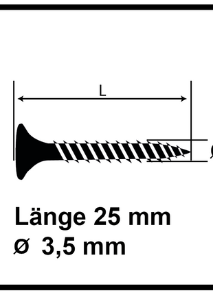 Technofast GF3525TD 1000 x Schnellbauschrauben Trockenbauschrauben 3,5 x 25 PH2 Feingewinde - Toolbrothers