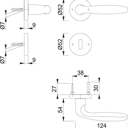 HOPPE Garniture à rosette Verona 1510 / 42KB/42KBS aluminium F1 ( 3000203132 )