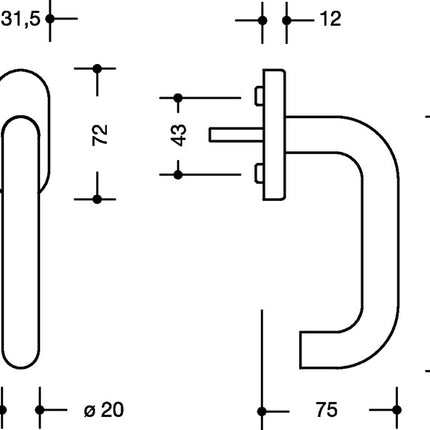 Poignée de fenêtre HEWI 111XAFG acier inoxydable mat ( 3000205758 )