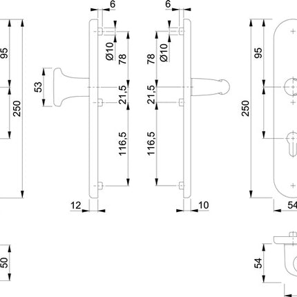 HOPPE Garniture de protection Verona 86G/3331/3310/1510 aluminium F1 ( 3000209097 )