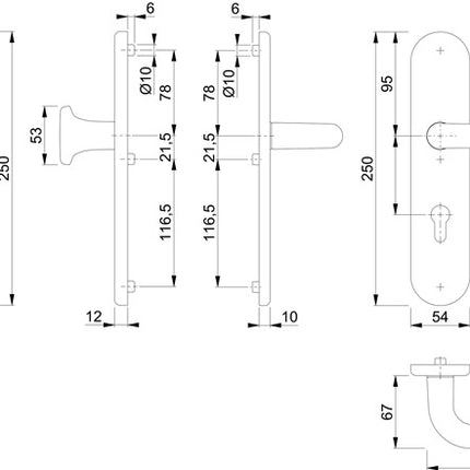 HOPPE Garniture de protection Paris 86G/3331/3310/138 aluminium F1 ( 3000209105 )
