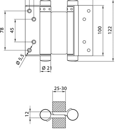 Charnière pour porte battante DENI en acier inoxydable (3000215038)