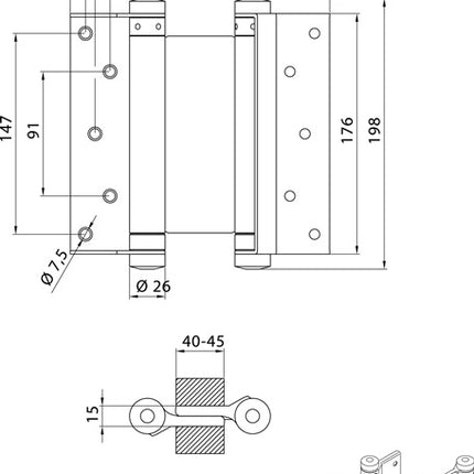 Charnière pour porte battante DENI, acier galvanisé (3000215041)
