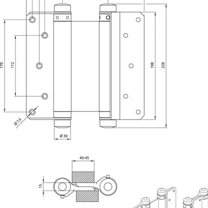 Charnière pour porte battante DENI, acier galvanisé (3000215045)