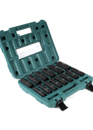 Makita Steckschlüssel Satz 10 - 32 mm 1/2" 14 tlg. + Koffer ( B-52308 ) für Schlagschrauber - Toolbrothers