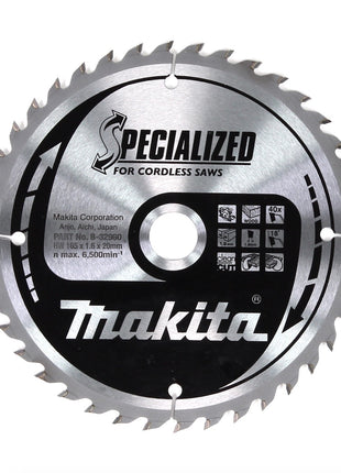 Makita SPECIALIZED Kreissägeblatt für Holz 165 x 20 x 1,6 mm 40 Zähne ( B-32960 ) - Toolbrothers