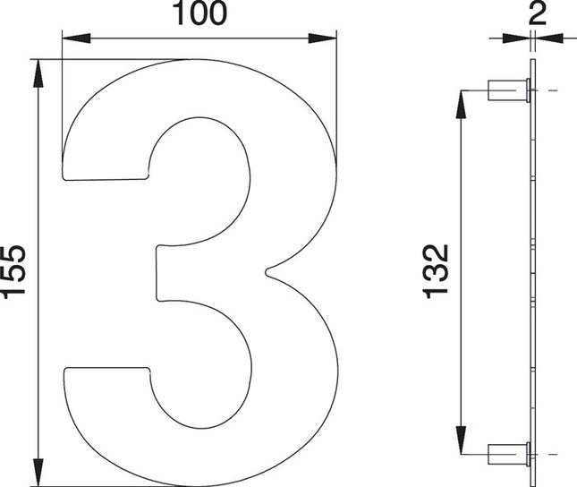 EDI Numéro de maison chiffre 3 acier inoxydable mat ( 3000261318 )