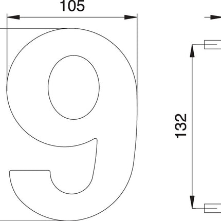 EDI Numéro de maison chiffre 6 / 9 acier inoxydable mat ( 3000261321 )