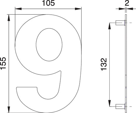 EDI Numéro de maison chiffre 6 / 9 acier inoxydable mat ( 3000261321 )