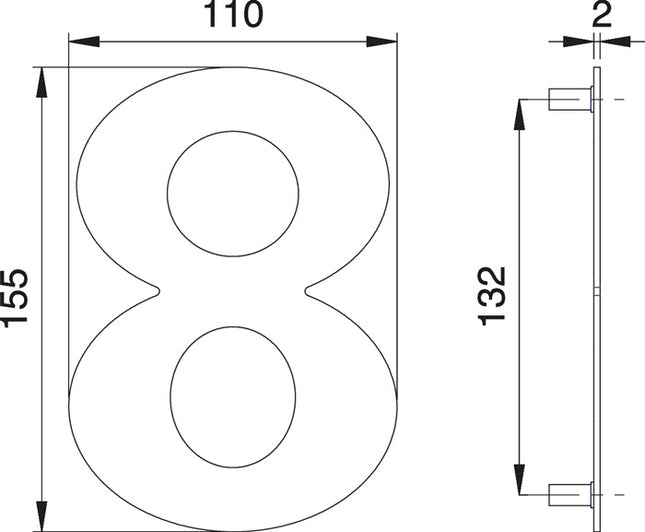 EDI Numéro de maison chiffre 8 acier inoxydable mat ( 3000261323 )